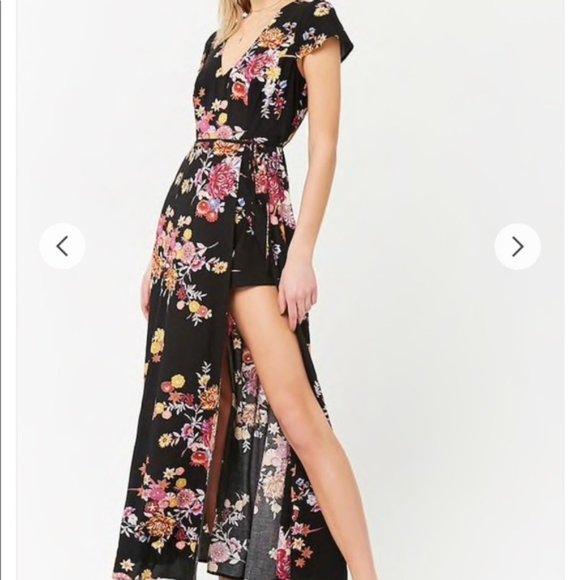 love, Fire Pants - LOVE FIRE Floral Maxi Romper Jumpsuit Dress+Shorts
